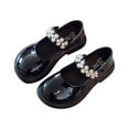 thumbnail image 1 of Otqutp Toddler Rubber Sole Shoes Kids Girls Shoes Spring/Autumn Solid Color Thick Soles with Bright Pearl Straps Dance Shoes Party Birthday School Performance, 1 of 8