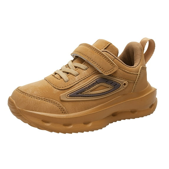 Otqutp Kids Outdoor Shoes Non Slip Boys and Girls Spring and Autumn Winter Leather Adjustable Shoelaces Medium and Large Children's Casual Sports Shoes(Brown,5-5.5 Years)