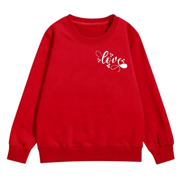Otqutp Kids Oversized Sweatshirts with Heart Graphic Girls Long Sleeve Cotton Crewneck Sweatshirt Boys Cute Pullover Shirts