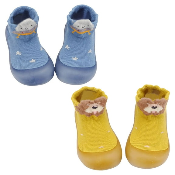 Otqutp Kids Party Shoes Toddler Baby Girls Boys Sock Shoe Elastic Indoor Slipper First Cartoon Cats Soft Sole Rubber Shoes