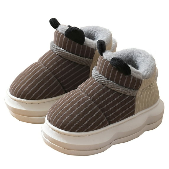 Otqutp Kids Puffy Cozy Slipper Booties, Girls Winter Fuzzy Warm Full Wrapped Thick-Soled Sherpa Plush Indoor Outdoor Shoes