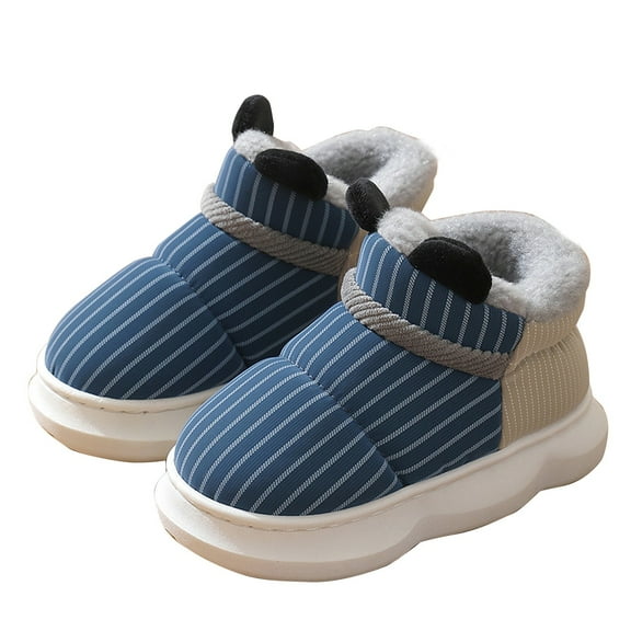 Otqutp Kids Puffy Cozy Slipper Booties, Girls Winter Fuzzy Warm Full Wrapped Thick-Soled Sherpa Plush Indoor Outdoor Shoes