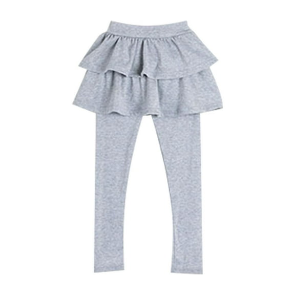Otqutp Breathable Trousers for Children Girls Leggings Tutu Skirt Pants Kids Cotton Footless Tights 2 to 12 Years Solid Casual Pants
