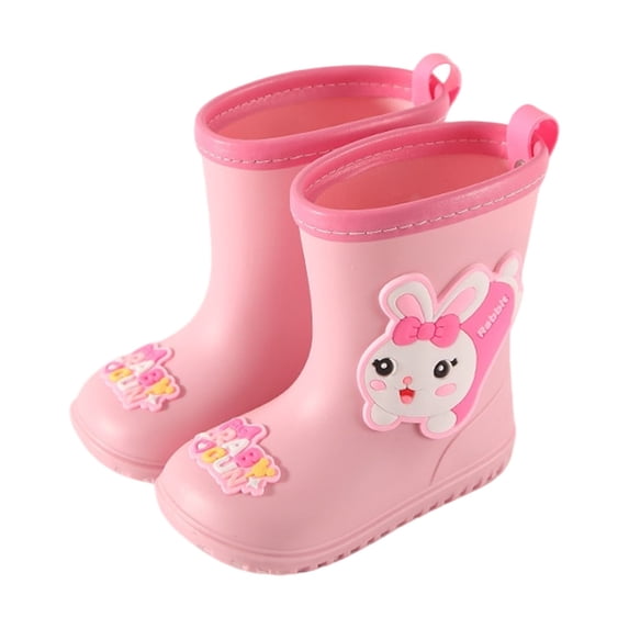 Otqutp Kids Rain Boots Lightweight Non Slip Cartoon Water Shoes Toddlers Waterproof Mid Calf Boots Boys Girls Outdoor Rain Boots