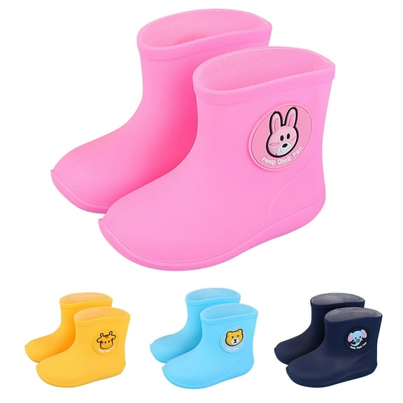 Otqutp Kids Rain Boots for Boys Girls PVC Cartoon Rubber Rain Non-Slip Shoes Waterproof Baby Easy-On Lightweight Boots