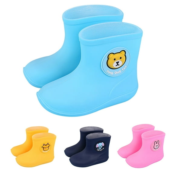 Otqutp Kids Rain Boots for Boys Girls PVC Cartoon Rubber Rain Non-Slip Shoes Waterproof Baby Easy-On Lightweight Boots