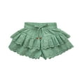 thumbnail image 1 of Otqutp Kids Running Shorts Toddler Girls Summer Double Ruffle Pleated Shorts Skirt Solid Color Hollow Lace Beach Shorts for 1 to 7 Years, 1 of 9