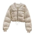 thumbnail image 1 of Otqutp Kids Sequin Jacket Winter Short Puffer Down Coat Teens Girls Glitter Shrug Lightweight Windbreaker Zip Up Outerwear, 1 of 5