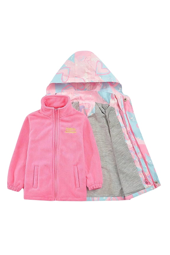 Kids Snow Wear Windproof Big Kids Boys and Girls Two Piece Long Sleeved Water Proof Snowproof Ski Wear Removable Liner Jacket Fashion Winter Outerwear(Pink,13-14 Years)