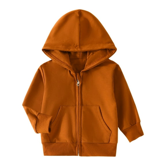 Otqutp Kids Snowsuit Windproof Toddler Baby Outwear Long Sleeve Hooded Pocket Zipper Solid Color Jacket Windproof Long Sleeve Coats for Girls Boys(Brown,4-5 Years)