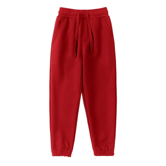 Otqutp Kids Sports Joggers Toddler Boys Girls Long Pants with Pocket Autumn/Winter with Plush Straps Children's Casual Pants Party Birthday School