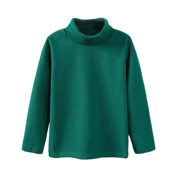 Otqutp Kids Standing Collar Undershirt Baby Girls Boys High Neck Candy Color Children's Long Sleeve Base T Shirt for 2 To 7 Years(Green-b,7-8 Years)