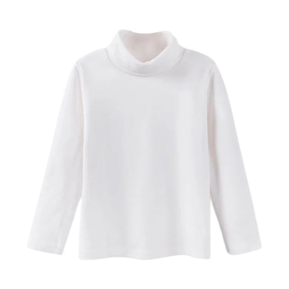 Otqutp Kids Standing Collar Undershirt Baby Girls Boys High Neck Candy Color Children's Long Sleeve Base T Shirt for 2 To 7 Years(White-b,4-5 Years)