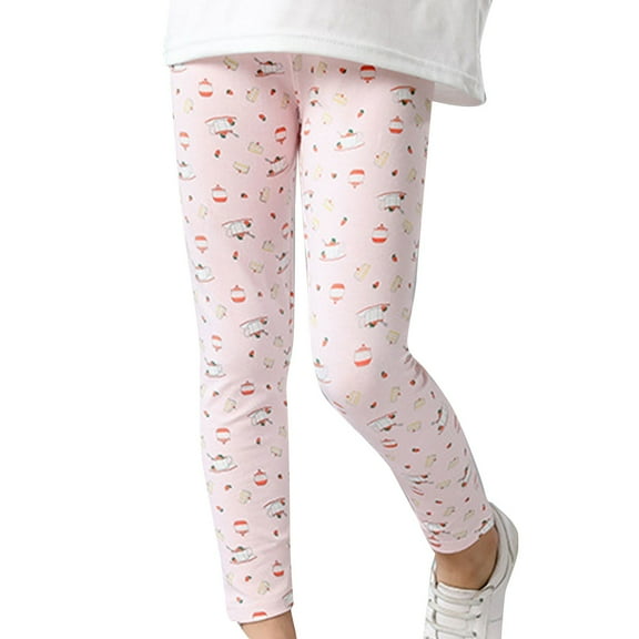 Otqutp Kids Stretch Joggers Summer Cute Cartoon Cake Print Fashion Casual Mid Rise Cropped Pants Stretch Leggings Toddler Casual Pants