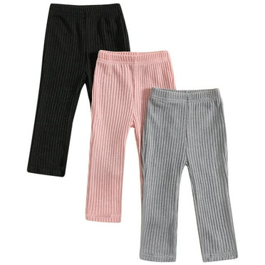 Otqutp Kids Summer Joggers 3PCs Toddler Pants Girls Shorts Decorative Drawstring Ribbed Soild Summer Beach Girls Leggings