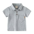 thumbnail image 1 of Otqutp Kids Toddler Flannel Shirt Jacket Plaid Short Sleeve Lapel Button Down Shacket Baby Boys Girls Collared Neck Pocket Front Shirts Top (b-Grey,4-5 Years), 1 of 9