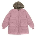 thumbnail image 1 of Otqutp Kids Warm Overcoats Windproof Little/big Kids Girls' Closure Long Sleeve Colorblocked Bear Ears Hooded Zipper Jacket with Big Pockets(Pink,13-14 Years), 1 of 9