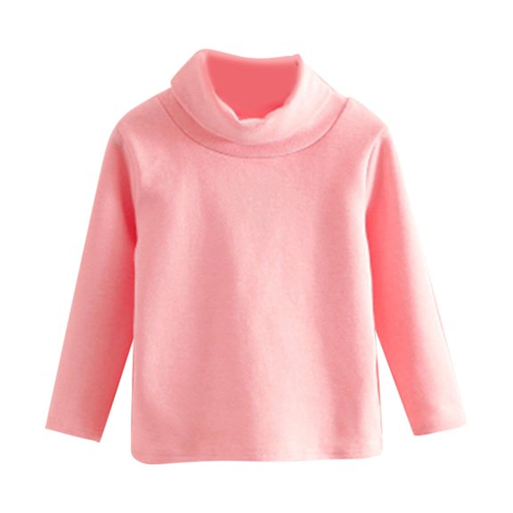 Otqutp Kids Wedding Tops Girls' Sweater Spring and Autumn High Neck Solid Long Sleeve Round Neck Top Party Birthday School for 2 to 12 Years