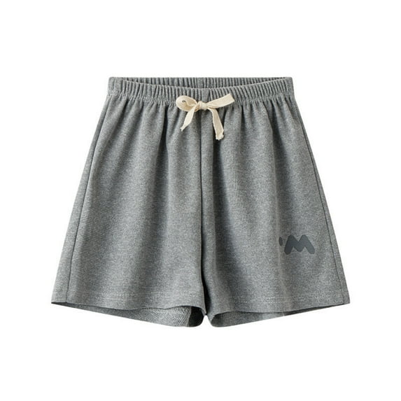 Otqutp Kids Wide Leg Belted Shorts Solid Waist Shorts Pants Girls Summer Solid Color Loose Thin Home Dress Pants Shorts(b-Grey,4-5 Years)