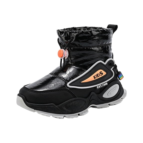 Otqutp Kids Winter Boots Girls Boys Mid Calf Padded Booties Waterproof Non Slip Padded Warm Platform Outdoor Hiking Shoes