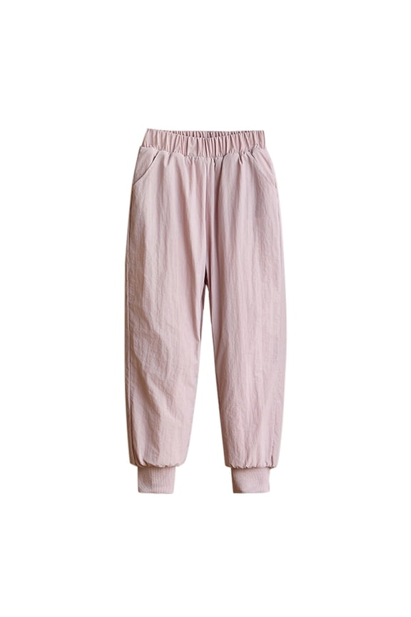 Kids Winter Cotton Down Snow Pants Puffer Jogger Snowpants Water-Resistant Windproof Outdoor Skiing Hiking Trousers