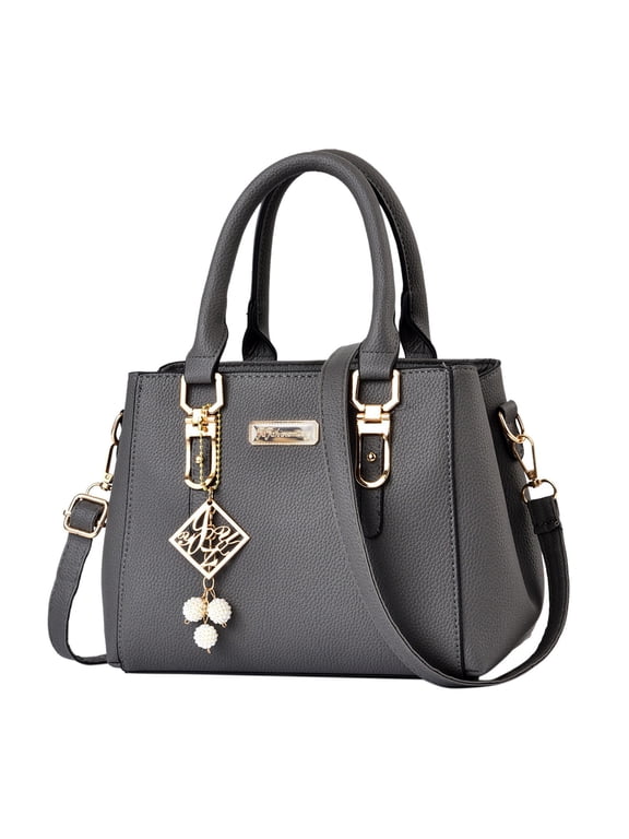 Ladies Satchel Shoulder Bag Casual PU Leather Messenger Bag Large Capacity Handbag Fashion Women's Messenger Bag(Dark Gray,One Size)