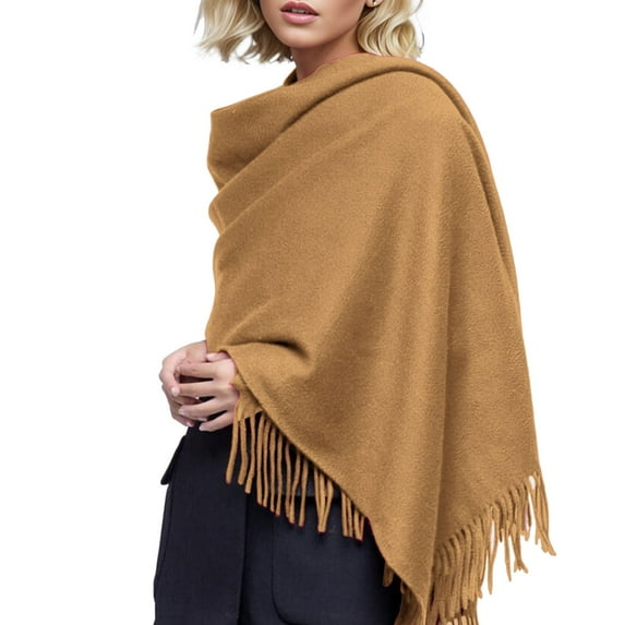 Otqutp Ladies Soft Shawls Wool Scarf for Women 80x27inch Ladies Scarfs Gift Box Pashmina Shawls and Wrap Thick Oversized Scarf Winter(Khaki,One Size)