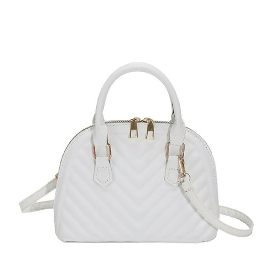 Otqutp Ladies Travel Handbag Fashion Solid Color Leather Versatile Handbag Double Zipper Messenger Bag for Women's Casual Hiking(White,One Size)