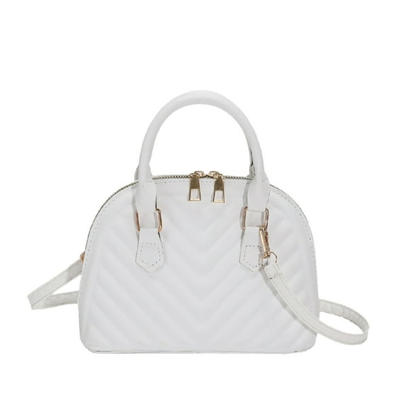 Otqutp Ladies Travel Handbag Fashion Solid Color Leather Versatile Handbag Double Zipper Messenger Bag for Women's Casual Hiking(White,One Size)