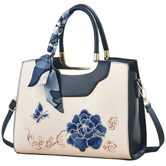 Otqutp Leather Tote Bag Women Shoulder Bag College Tote Leather Handbag Work Tote Bag Purse for Casual Traveling Hiking(Blue,One Size)