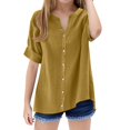 thumbnail image 1 of Otqutp Linen Shirts Girls Long Sleeve Button Down Shirt Tops Baggy Casual Roll Up Tees Teen Lightweight Fashion Blouses Kids Tee Top, 1 of 4