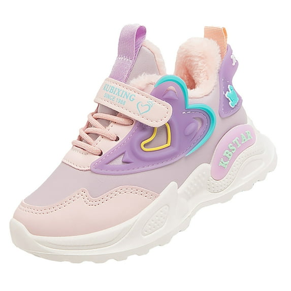 Otqutp Little Boys Autumn Shoes Fashion All Seasons Children Sports Shoes Girls Boys Flat Sole Thick Sole Non Slip Comfortable Casual(Purple,8-9 Years)