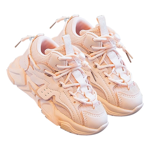 Otqutp Children Breathable Sneakers Spring and Summer Multi Color Solid Mesh Lightweight Anti Slip Shoes Children's Fashion Versatile Casual Sports Shoes(Pink,11-11.5 Years)