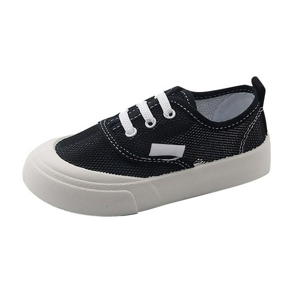 Otqutp Little Boys Soft Sole Sneakers Children's Canvas Shoes Single Mesh Breathable Summer Casual Shoes for Girls A Slip On Shoes(Black,9-9.5Years)
