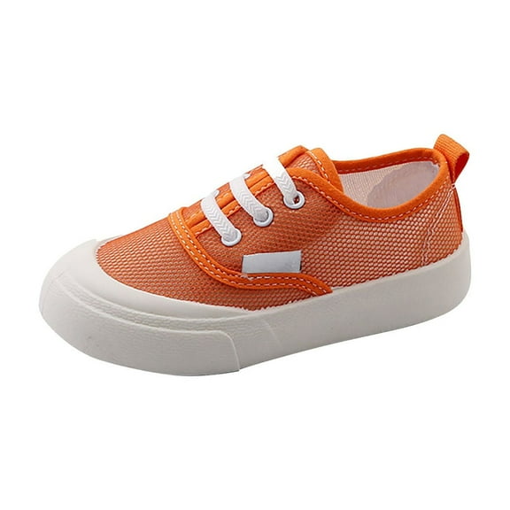 Otqutp Little Boys Soft Sole Sneakers Children's Canvas Shoes Single Mesh Breathable Summer Casual Shoes for Girls A Slip On Shoes(Orange,7-8Years)