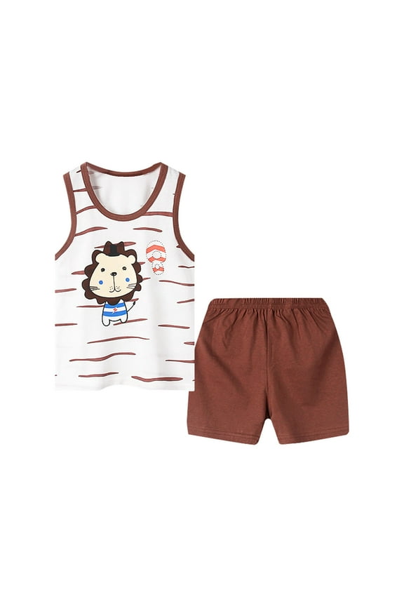 Little Child Clothes Set 1-7 Years Children Sleeveless Vest T Shirt Top+Long Pant Outfit Elastic Waist Shorts Set 2Pcs Summer Clothes Set(U,3-4 Years)
