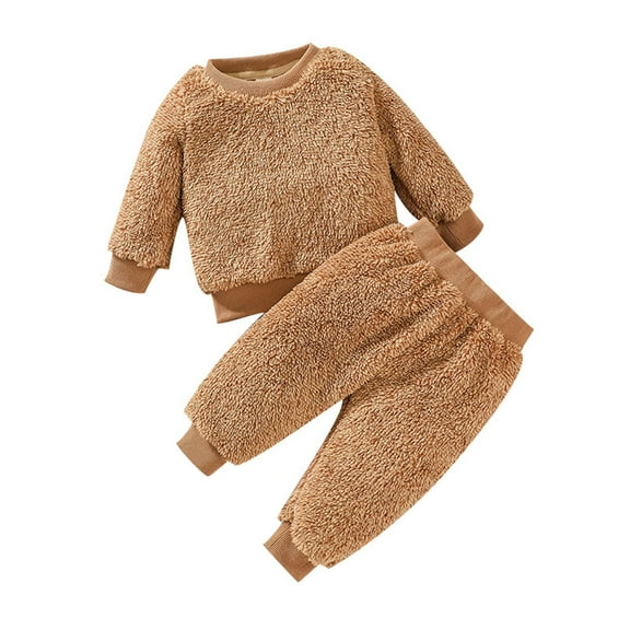 Otqutp Little Child Clothes Set for Baby Girls Boys Cotton Solid Autumn Long Sleeve Sweatshirt Pants Set Clothes Fall Winter Outfits 0-3 Years