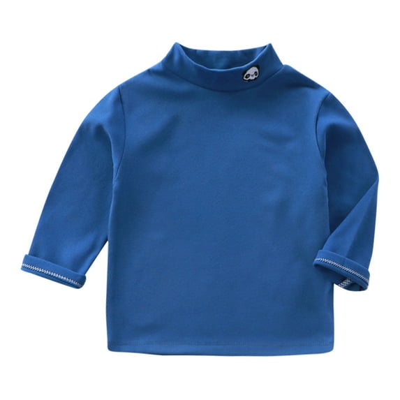 Otqutp Little Children 1-8 Years Crewneck T-Shirts Toddler Kids Girls Long Sleeve Basic Inside Shirt Casual Tees Shirt Tops Solid Undershirt(Blue-1,7-8 Years)