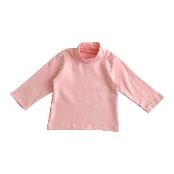 Otqutp Little Children 1-8 Years Crewneck T-Shirts Toddler Kids Girls Long Sleeve Basic Inside Shirt Casual Tees Shirt Tops Solid Undershirt(Pink-2,12-18 Months)