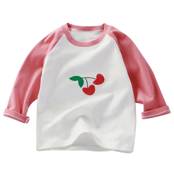 Otqutp Little Children Cute Blouse Toddler Kids Girls Long Sleeve Basic Inside T Shirt Casual Tees Crewneck T-Shirts Tops Basic Soft Tees(Red-1,12-18 Months)