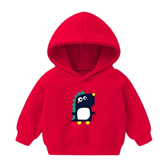 Otqutp Little Children Fall Winter Tops 2-6 Years Toddler Baby Girls Boys Cute Dinosaur Hoodie Sweatshirt Long Sleeve Pullover Tops(e-Red,4-5 Years)