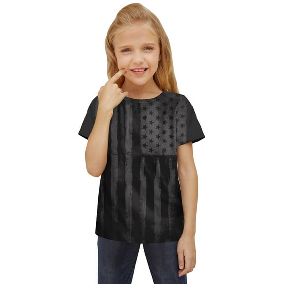 Otqutp Little Children Tops Kids Toddler Unisex Spring Summer Active Fashion Daily Daily Indoor Outdoor Print Short Sleeve Tops American Independence Day Tshirt Clothing
