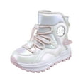 thumbnail image 1 of Otqutp Little Girls Boys Snow Boots Outdoor Warm Comfortable Non Slip Mid Calf Padded Small Big Kids Winter Non Slip Shoes for Cold Weather Outdoor(Beige,11-12 Years), 1 of 1