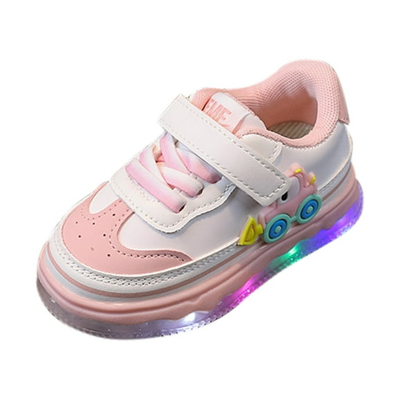 Otqutp Little Girls Casual Shoes Boys Spring Summer and Autumn Sports Shoes for Small and Medium Sized Children's Toddler Shoes Flashing Light Casual Sports Shoes(Pink,6-9 Months)
