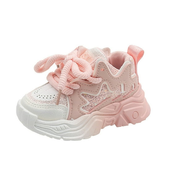 Otqutp Little Girls Casual Sneakers Fashion Big Kids Winter Water Proof Flat Keep Warm Snow Boots Lace Up Comfortable Shoes 1-6 Years(Pink,2-2.5 Years)