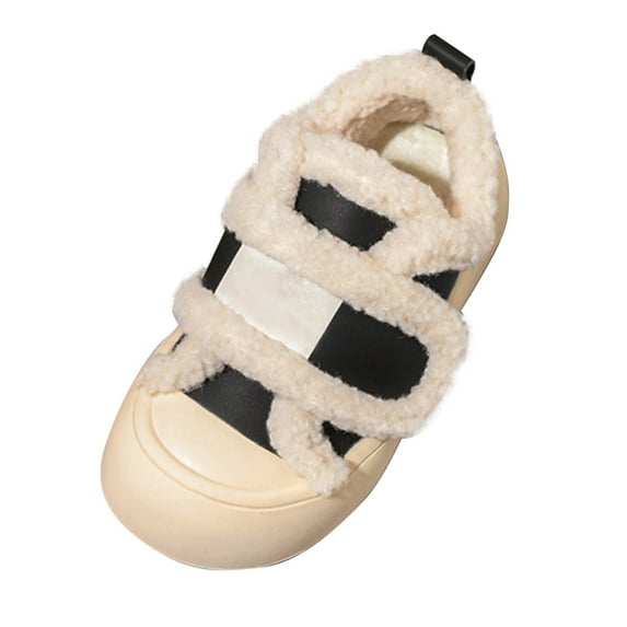 Otqutp Little Girls Round Toe Casual Sneakers 3-11Years Kids Fashion Big Kids Winter Water Proof Flat Keep Warm Snow Boots Comfortable Shoes(Black,5-5.5 Years)