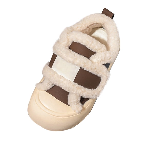 Otqutp Little Girls Round Toe Casual Sneakers 3-11Years Kids Fashion Big Kids Winter Water Proof Flat Keep Warm Snow Boots Comfortable Shoes(Khaki,5.5-6 Years)