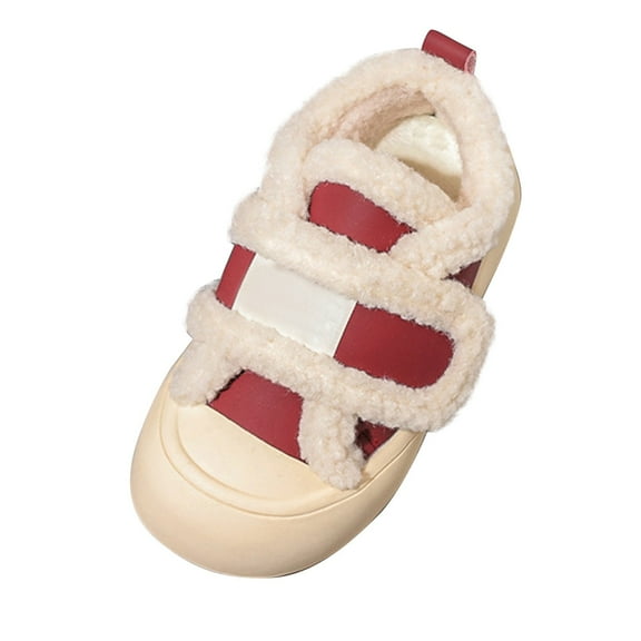 Otqutp Little Girls Round Toe Casual Sneakers 3-11Years Kids Fashion Big Kids Winter Water Proof Flat Keep Warm Snow Boots Comfortable Shoes(Red,7-8 Years)