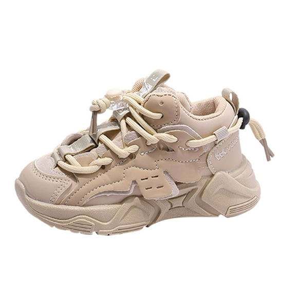 Otqutp Little Kid Autumn Shoes Fashion Spring and Summer Children Sports Shoes for Boys and Girls Thick Soles Non Slip Comfortable Elastic and Lace Up Solid Color Comfortable Outdoor