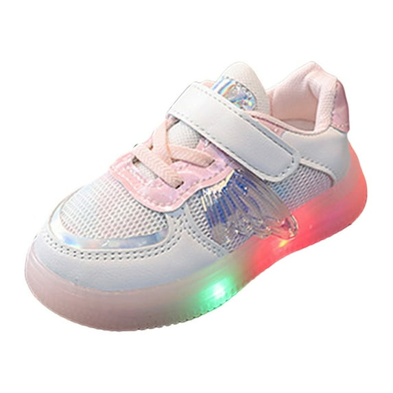 Otqutp Little Kid Breathable Shoes Children Shoes LED Light Emitting Shoes Fashion Children Sports Light Shoes Mesh Breathable Sneakers